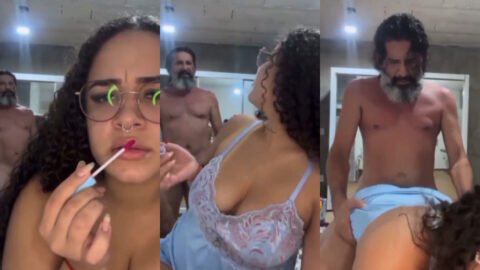 Coroa interrompeu o vídeo de make da namorada novinha e macetou sem dó